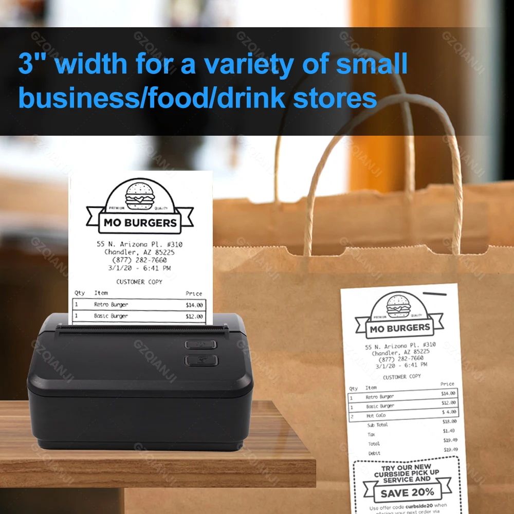 WIFI / 블루투스 80mm 미니 휴대용 열전사 프린터 3인치 티켓 영수증 레스토랑 주방 프린터 ESC/POS 프린터