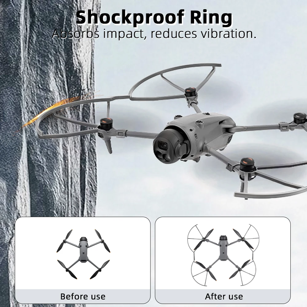 Protection d'hélice pour DJI Mavic 4 Pro posée à plat, lot de 4 pièces en gris clair.