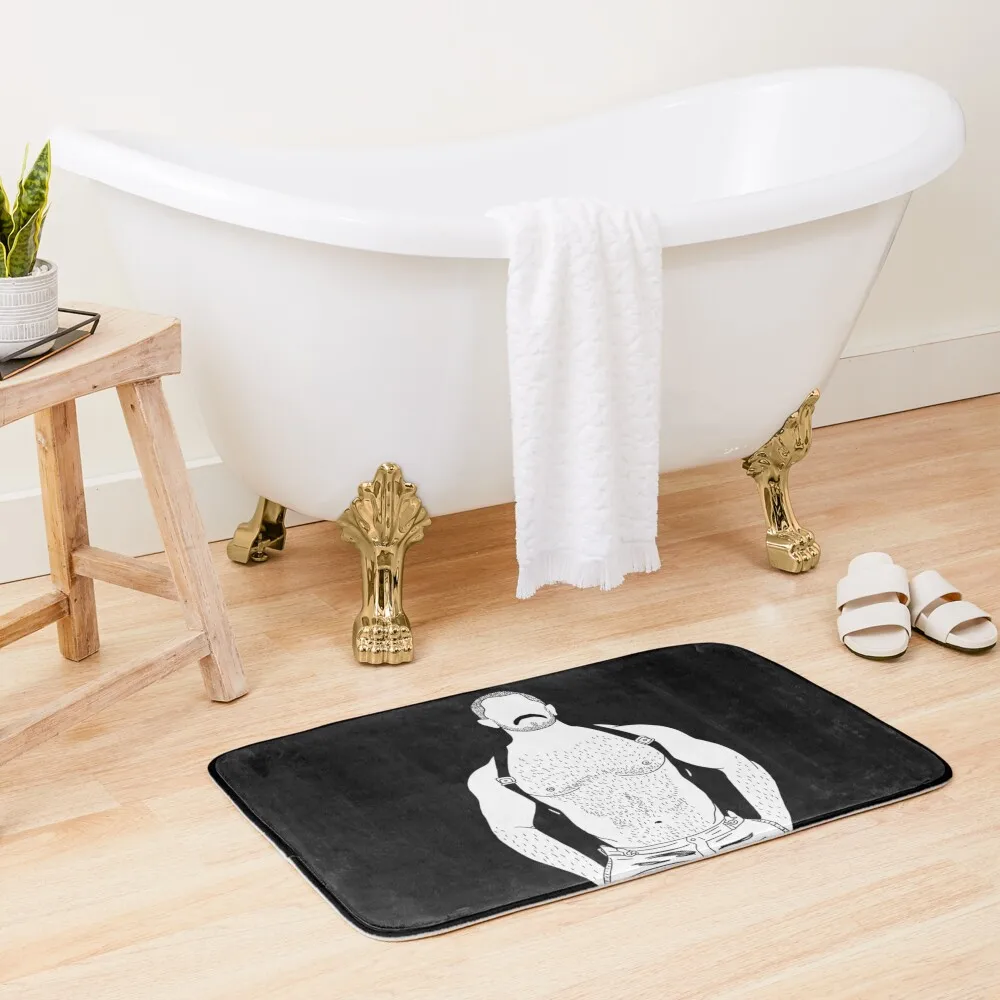

Gay muscle bear with suspenders Bath Mat Carpet In The Bathroom Anti Slip Bath Stickers Hallway Carpet Mat