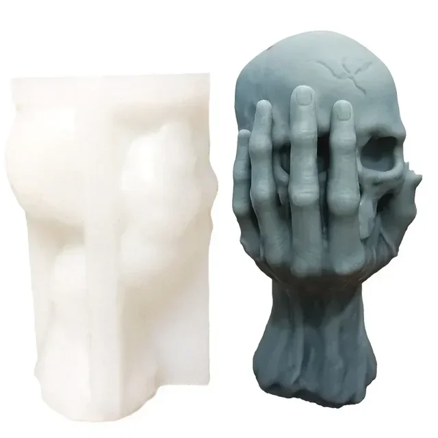 Creative Halloween Hand Held Skull Silicone Mold Halloween DIY Chocolate Candy Molds Baking Cake Decor Tool Candle Mould 5