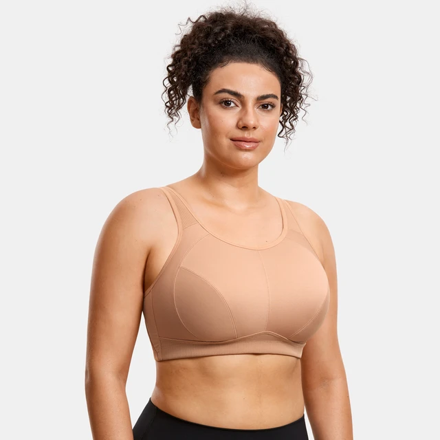 SYROKAN Plus Size Sports Bras Women High Support Full Coverage No Padded  Wireless Bras Running Fitness