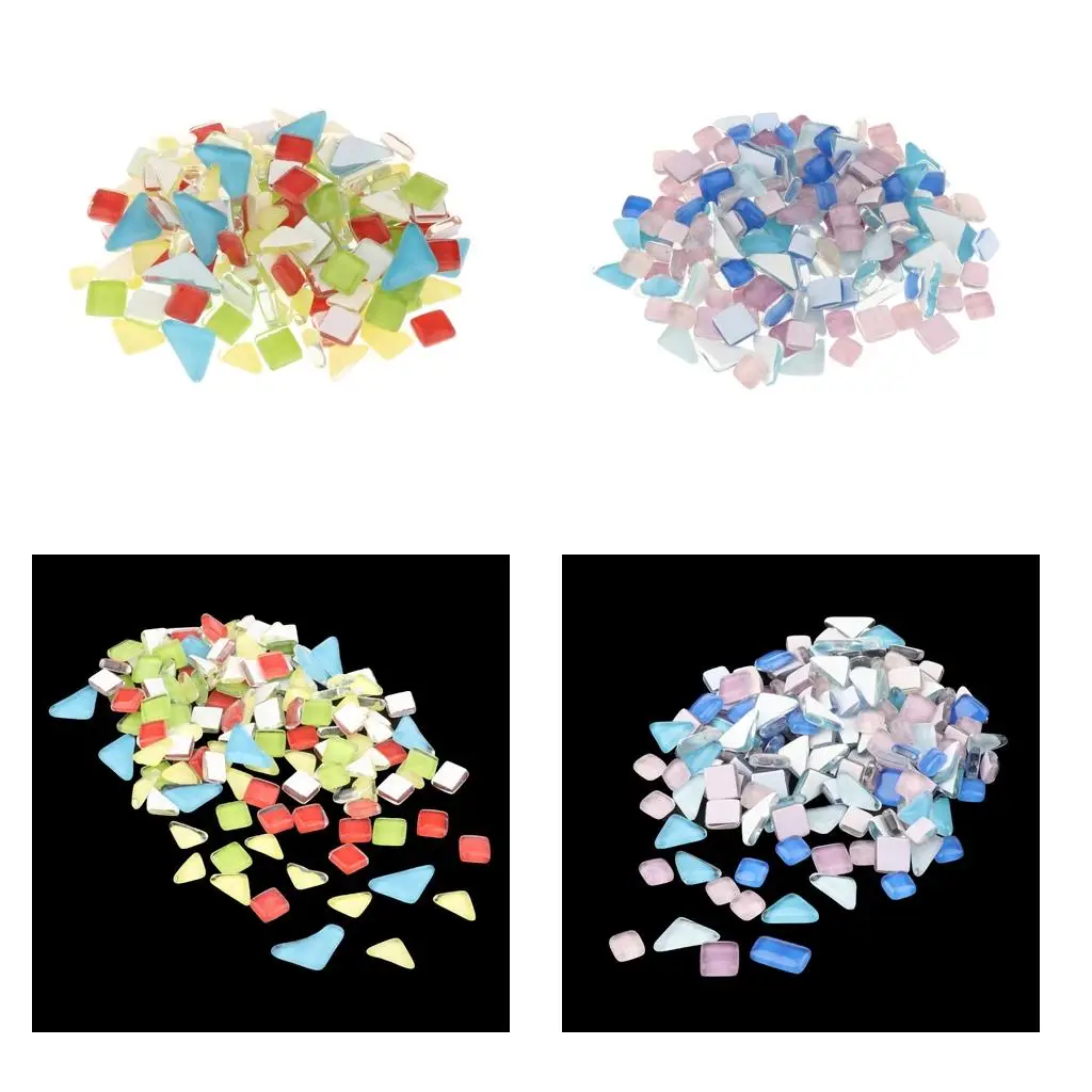 200 Tiles Shining Arts Craft Coaster Crystal Glass Pieces Smooth Picture Crafting Stones