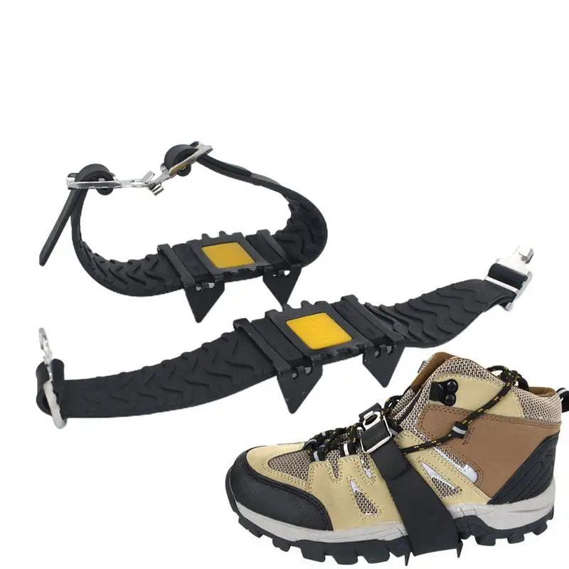 

4 кошки с зубьями альпинистская противоскользящая накладка на обувь для защиты от снега, захвата льдом, катания на лыжах, скалолазания, защитное снаряжение