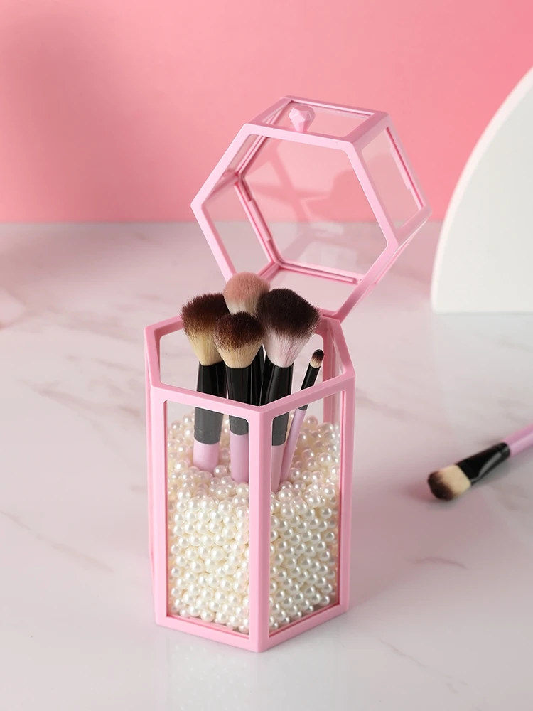 Make up Brush Pot Holder 3D Printed Geometric Triple Hexagon Brush