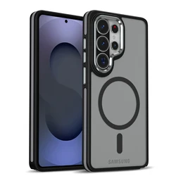 Bicolor Matte Clear Magnetic Shockproof Phone Case with MagSafe Compatibility - Galaxy S23 Ultra (Black)