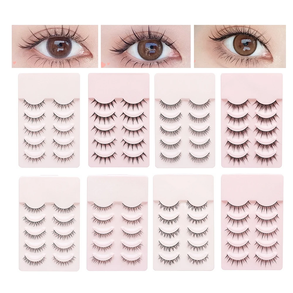 

5 Pairs Faux Cils 3D Fake Eyelashes Extension lots Super Natural False Eyelashes Soft Invisible Band Lashes,Reusable for makeup