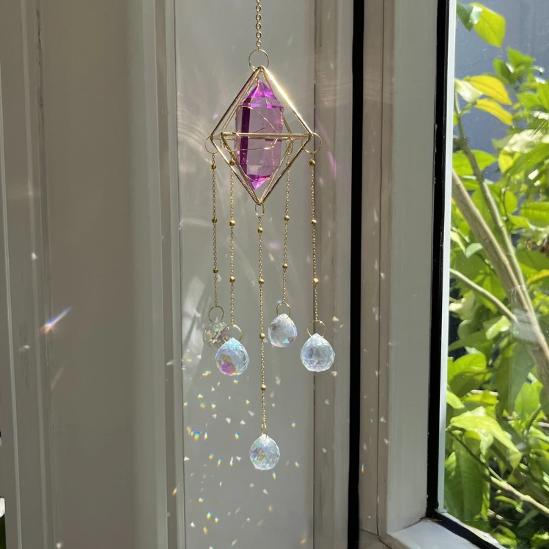 Crystal Windchime Love Heart Pendant Hanging Wind Chimes Sun Catchers Window Rainbow Chaser Outdoor Garden Home Decor Gifts 4