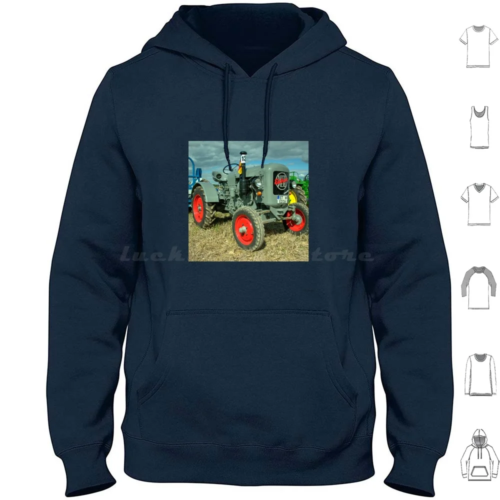 Eicher Tractor Hoodies Manica Lunga Eicher Vintage Classic Tractor Grey Red Machine Farm Machinery Farming Cameron Steam