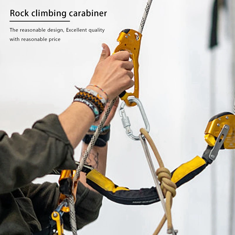 

4X O Shape 25KN Alloy Steel Safety Buckle Professional Rock Climbing Carabiner Mountaineering Buckle Main Lock