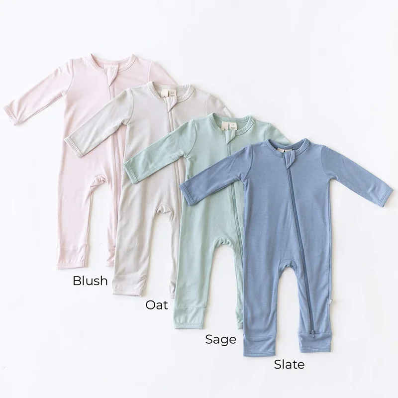 2022 Baby Summer Rompers Zipper Bamboo Newborn Infants Playsuits Boys and Girls Full Sleeve Jumpsuits Babies Clothing 0-24 Month Baby Bodysuits classic