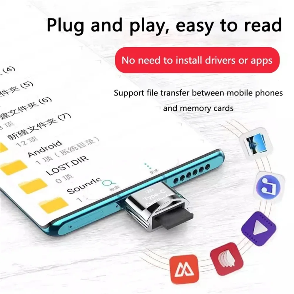 Type C To Micro-SD TF Adapter Cardreader Mini High Speed Smart Memory Card Reader Watching Movie Data Transmission