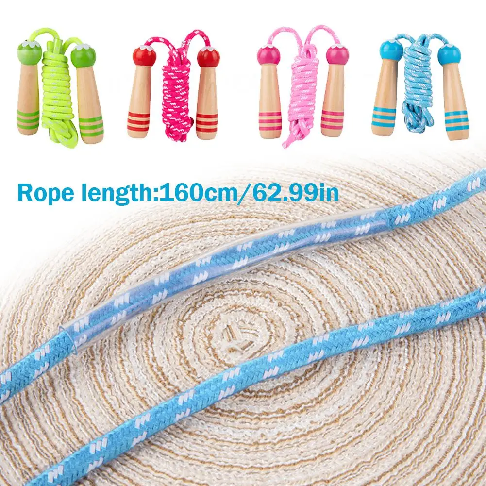 Kids Jump Rope Adjustable Cotton Braided Skipping Rope with Wooden Handle for Boys Girls Jump Training Equipment Supplies Y2S5