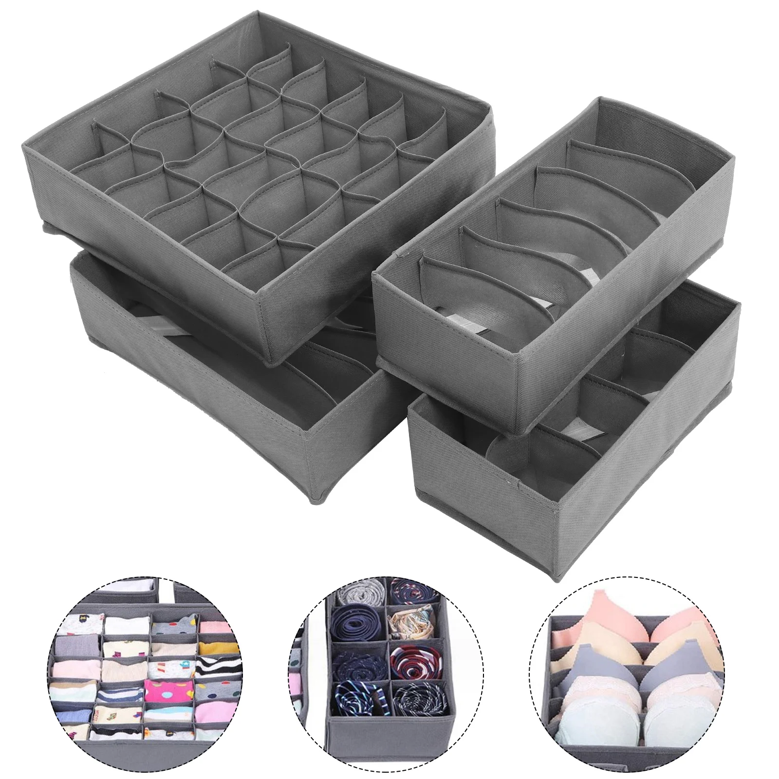 

4pcs Drawer Organizer Sock Dividers Foldable Cabinet Closet Storage Bins