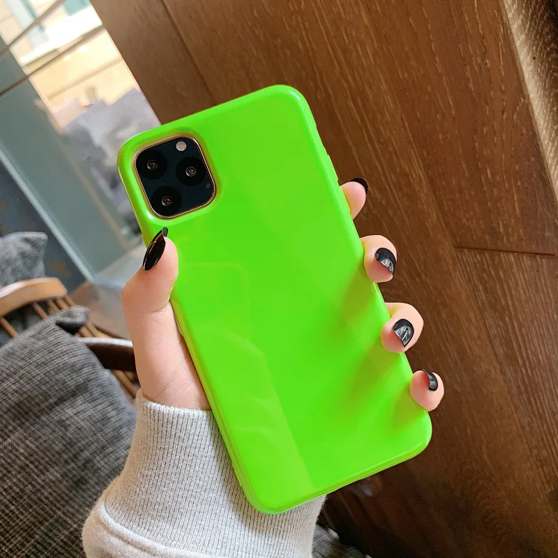 apple 13 pro max case Silicone Solid Neon Fluorescent Yellow Green Phone Case For iPhone 13 12 11 Pro Max X XS XR 8 7 Plus SE 2020 Case Soft Cover Red case for iphone 13 pro max iPhone 13 Pro Max
