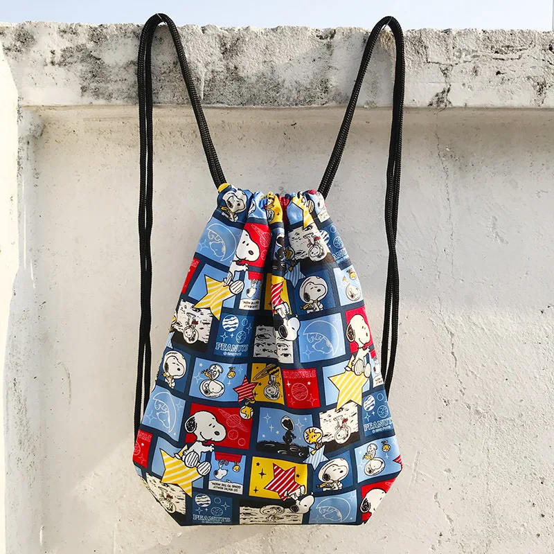 Snoopy boy girl drawstring drawstring pocket backpack sports household travel cartoon storage bag 2