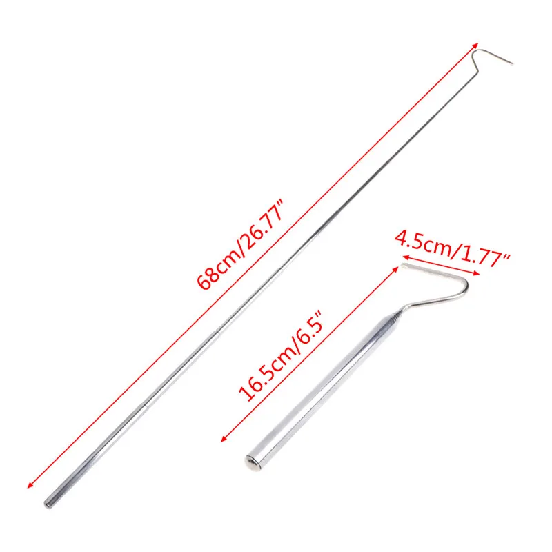 Snake Hook Stainless Steel Silver Telescopic Long Handle Catching Tool Trap Tong Reptile Tools