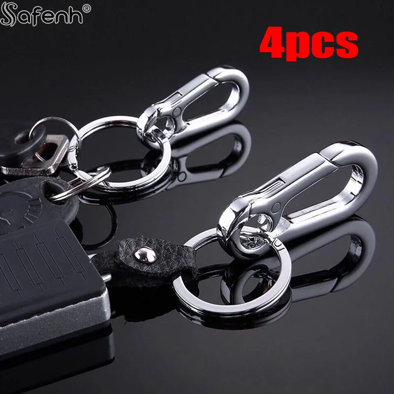 4Pcs Stainless Steel Carabiner Clip Keychain Car Key Holder Nail Clippers, Ear Pick, Keys Organizer For Men Waistband Pendant