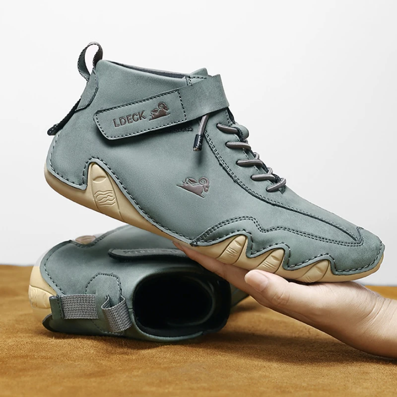 Men Casual Boots Leather Men Shoes Luxury Brand High Quality Ankle Boots Waterproof Winter Sport Shoes For Motorcycle