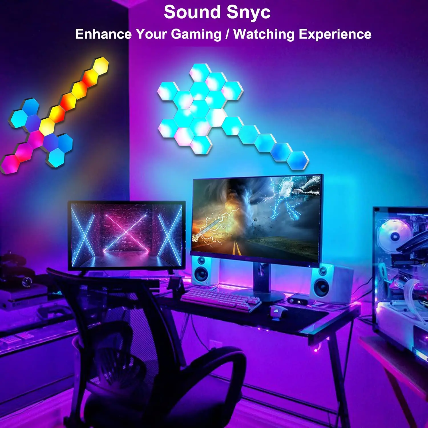 RGB WIFI APP Bluetooth LED Hexagon Indoor Atmosphere Wall Lamps For  Computer Game Bedroom Decoration LED Quantum Night Light