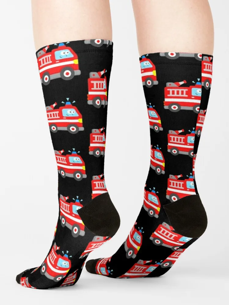 Fire Engine Cute Firefighter Vehicle Socks Funny Socks Women
