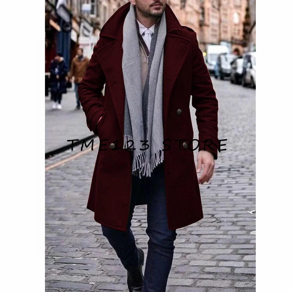 Lange trenchcoat van het marineleger | Vintage militaire officiersjas | Wollen overjas | Winterjas | Chesterfield-jas | Erwtenjas - Nederland