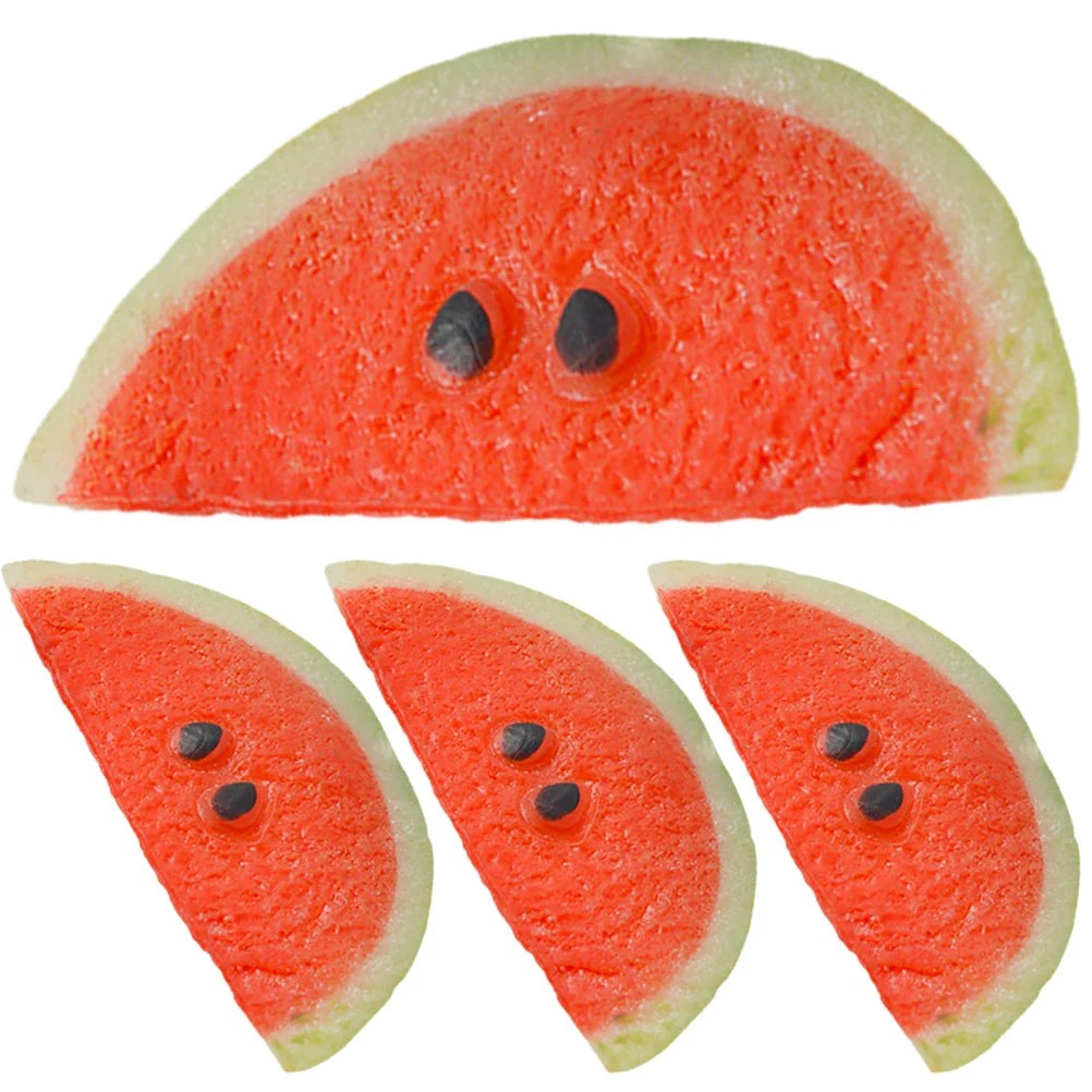 

4 Pcs Simulated Watermelon Slices Kitchen Decorations Photo Prop Artificial Creative Model Pvc Desktop Fake