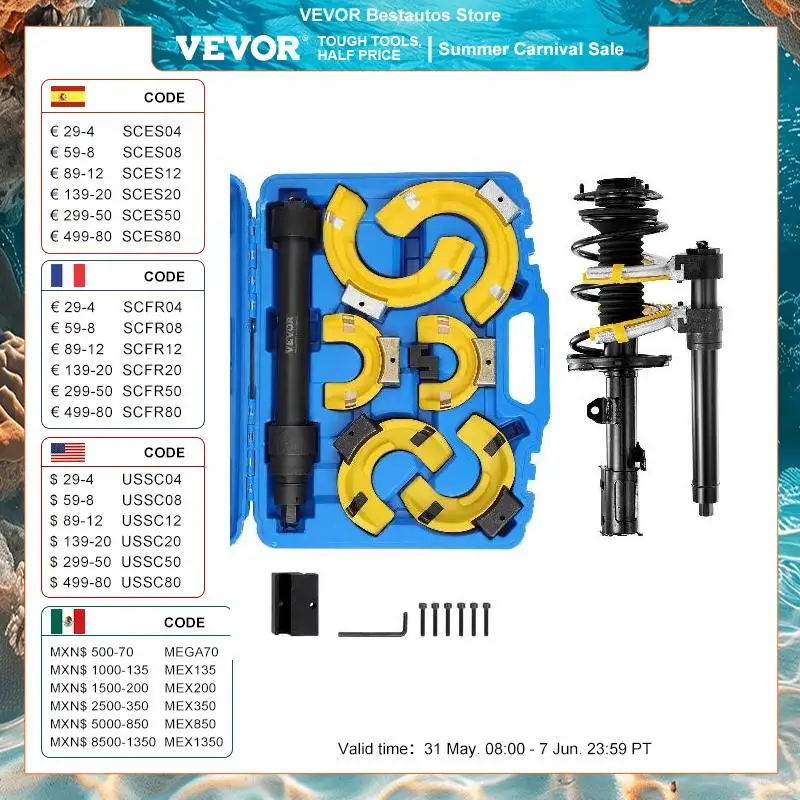 VEVOR Strut Spring Compressor Set Macpherson Strut Spring Compressor Kit Interchangeable Fork Strut Coil Extractor Remover Tool