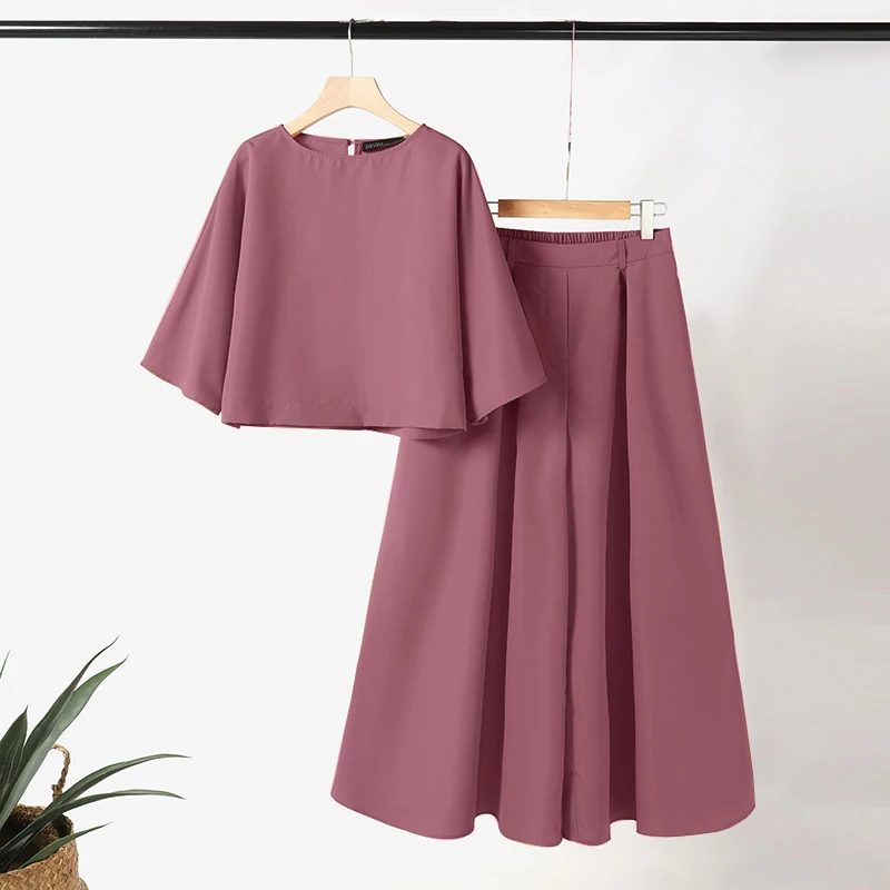 تُقدم ZANZEA طقمًا نسائيًا صيفيًا مكونًا من قطعتين...