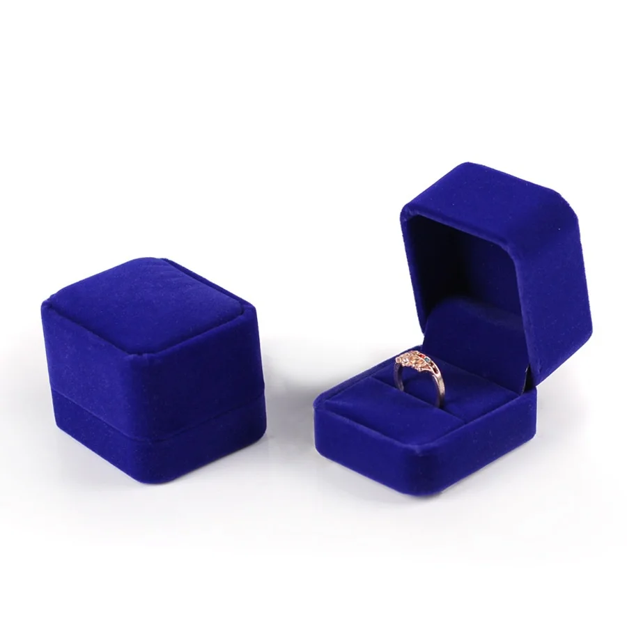 6PCS Square Velvet Ring Box Rings Earrings Studs Storage Organizer Jewelry Gift Case Romantic Proposal Wedding Ring Box