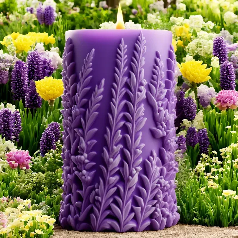 Blooming Lily Cylinder Candle Silicone Mold Relief Lily Cylinder Candle Molds DIY Handmade Aromatherapy Gypsum Resin Soap Mould