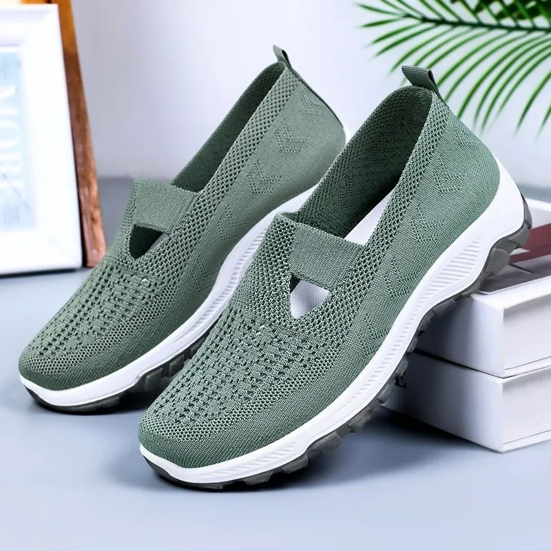 Fashion Hollow Out Women's Shoes Hot Sale Lace-up Cuff Women's Vulcanize Shoes Outdoor Slip-Resistant Casual Mesh Sneakers