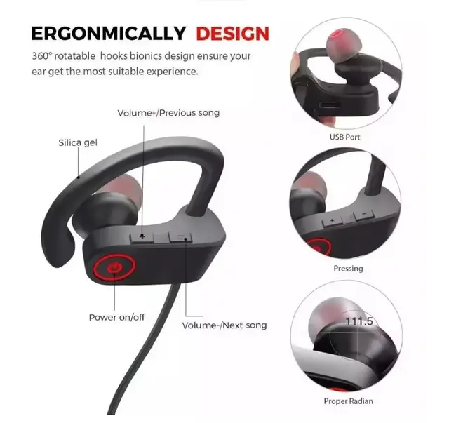 BT 5.3 Wireless with Longplaying time Stereo Soundproof Headphone , Suitable for Sports, Exercise, Running, Exercise, Gym 4