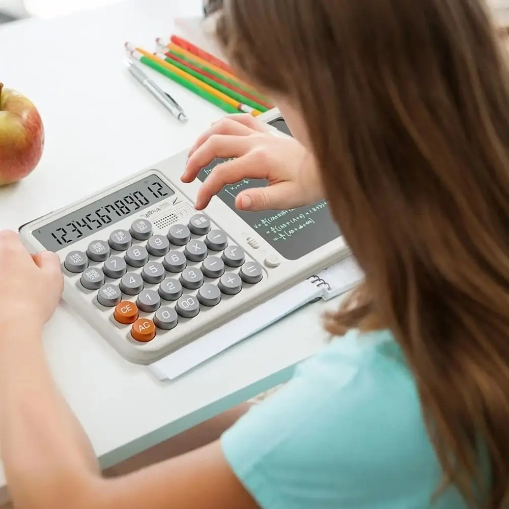 대형 디스플레이 계산기, 메모장 기능, 시력 보호 화면, 12자리 기능 계산기, 태블릿 LCD 화면 포함