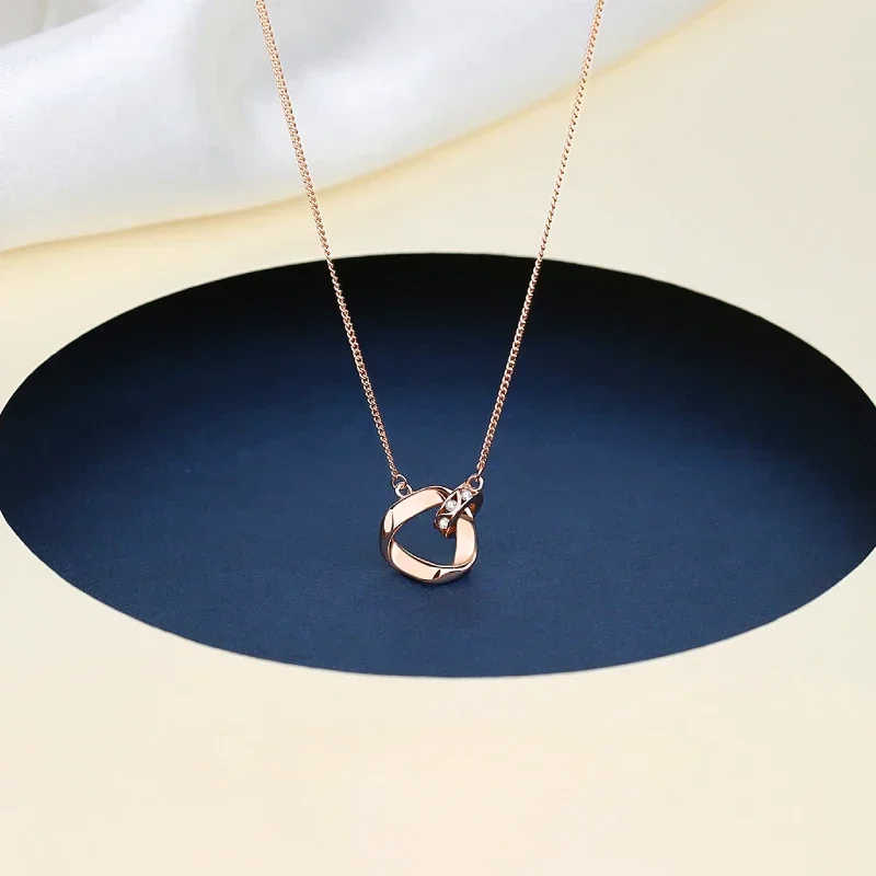 

S925 Sterling Silver 2024 Mobius Zircon Necklace Sparkling Infinite Fashion Pendant Light Luxury Valentine Day Girl Collar Chain