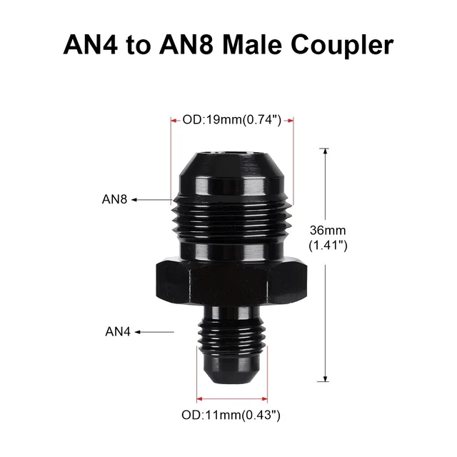 AN4 AN6 AN8 AN10 AN12 AN16 Adaptador De Aluminio Recto Macho A Abocardado Métrico I.477444080