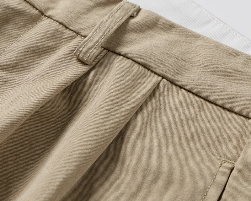 Retro Herren Plissierte Anzughosen Old Money Klassische Flache Front Weites Bein Locker Sitzende Elastische Taille Gerade Business-Shorts – Detail 5