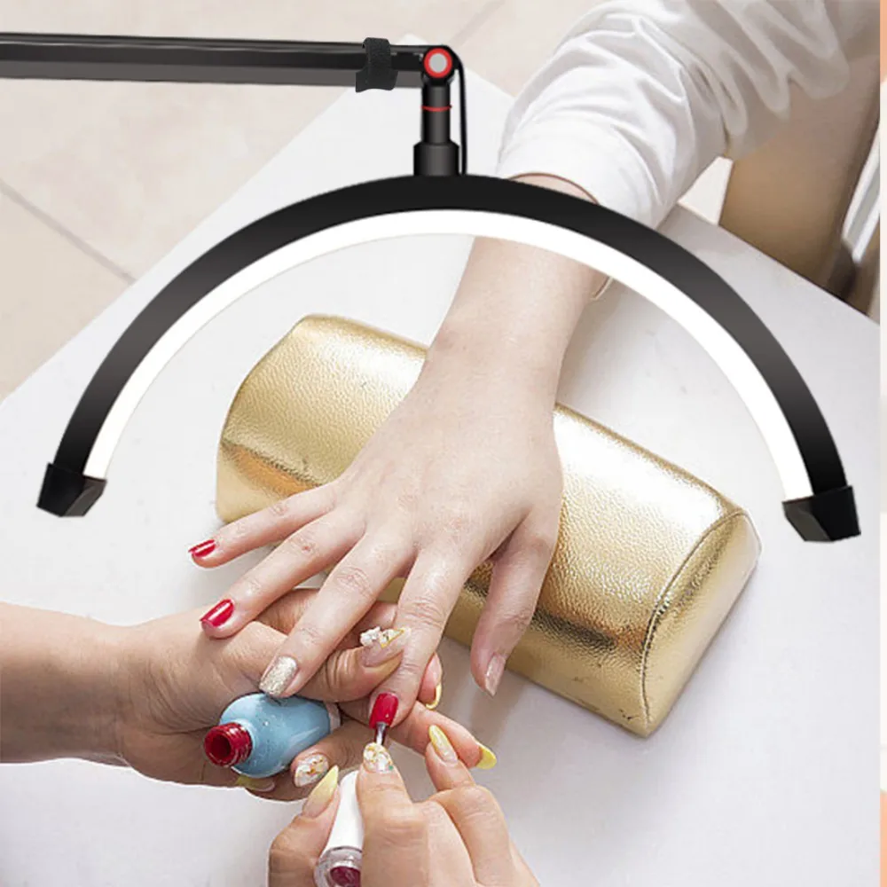 Desktop LED Video Light Half-moon Fill Light 3000K-6000K C-Clamp for Beauty Salon Makeup Live Streaming Bedside Night Lights