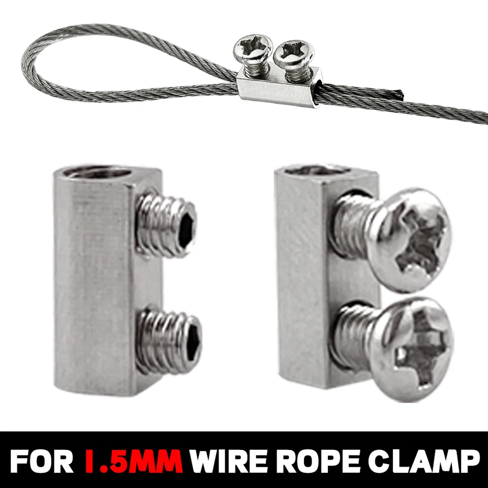 60 Clip Per Fune Metalliche Con Viti - Morsetti Cavo Per Fissaggio 1-2mm - Foto 2