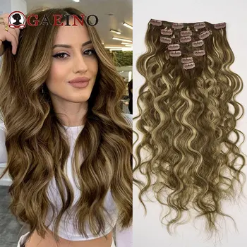 12A Natural Wave Clip In Human Hair Extensions 100% Remy Human Hair Clip In 120G 7Pcs/Set Full Head For Women 14-24Inch