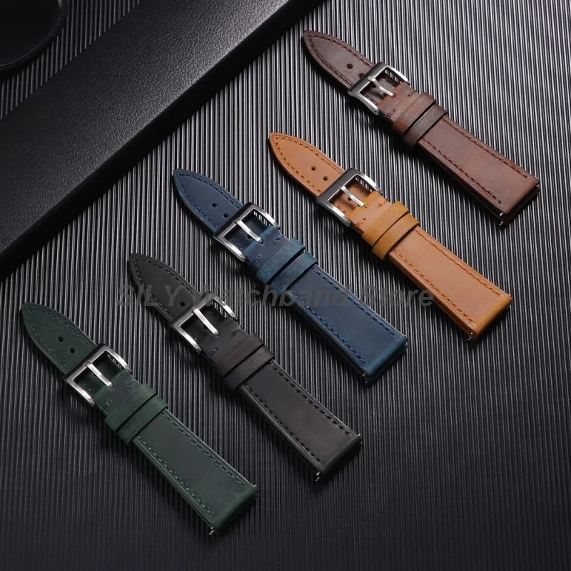 Vintage Retro Calfskin Leather Quick Release Watch Band - Universal