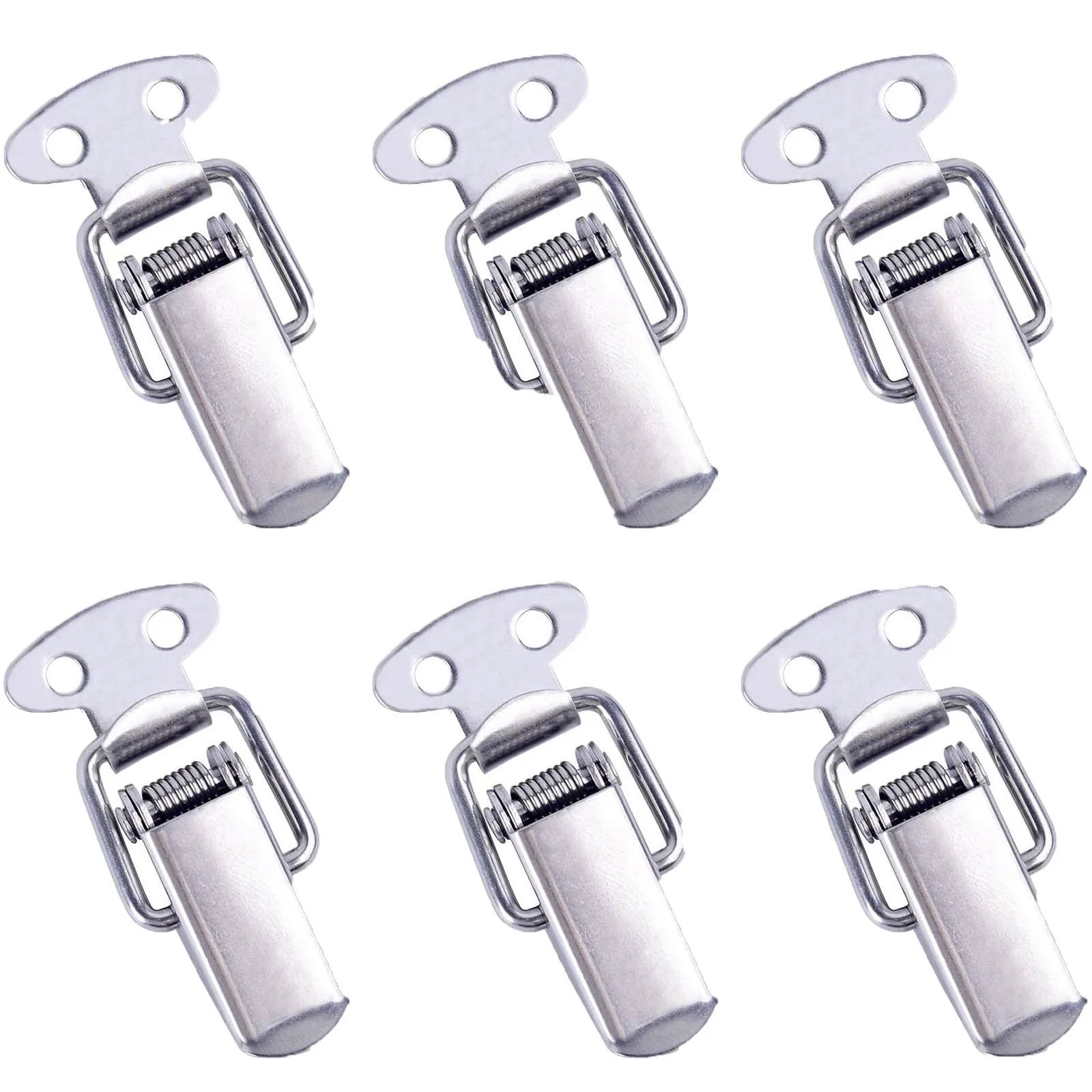 6PC Set Stainless Steel Tension Lock Cap Lock Cabinet Boxes Spring Loaded Latch Catch Toggle Hasp Sliding Tool Part High Quality