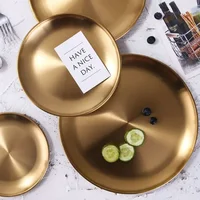 Golden Tray Luxury Metal Round Storage Tray Smiple Snack Cake Display Stainless Steel Metal Plate Photography Props Home Decor 2