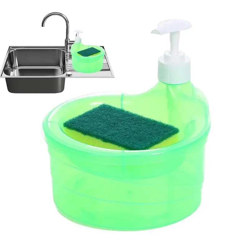 2 In 1 Dish Washing Hand Soap Dispenser With Sponges Kitchen Countertop Liquid Soap Dispenser For Bathrooms Kitchens