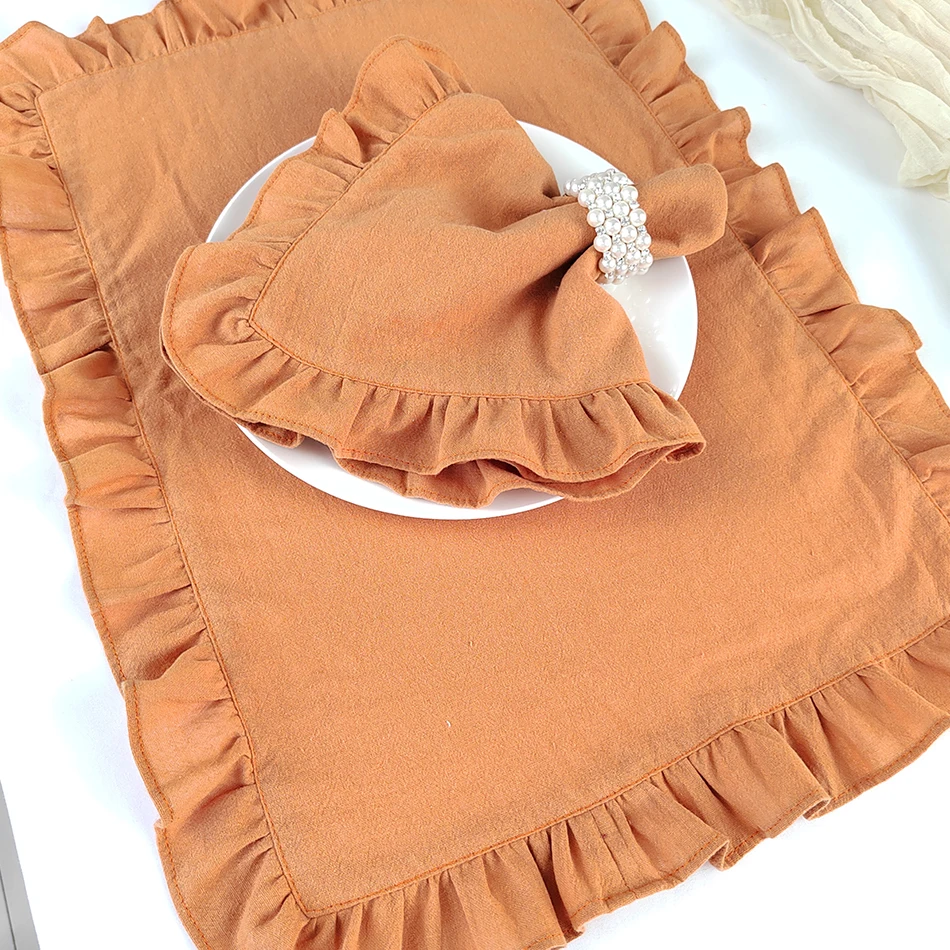 Flounced Cloth Napkins Cotton Ruffles Soft Wedding Decoration Home Table Decor Party Christmas Fishtail Tea Towel 4PCS 35x50cm cotton napkins