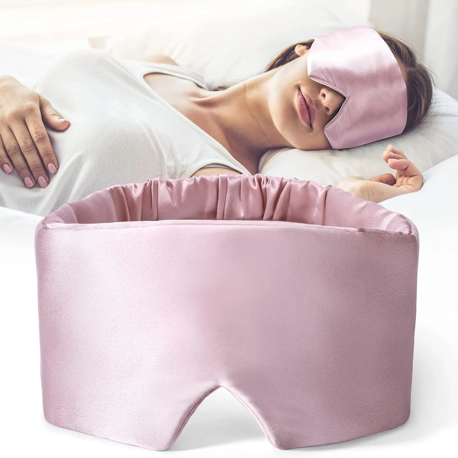 Luxury Mulberry Silk Sleep Mask - Soft, Pressure-Free & Anti-Wrinkle with Adjustable Velcro Ear Cover