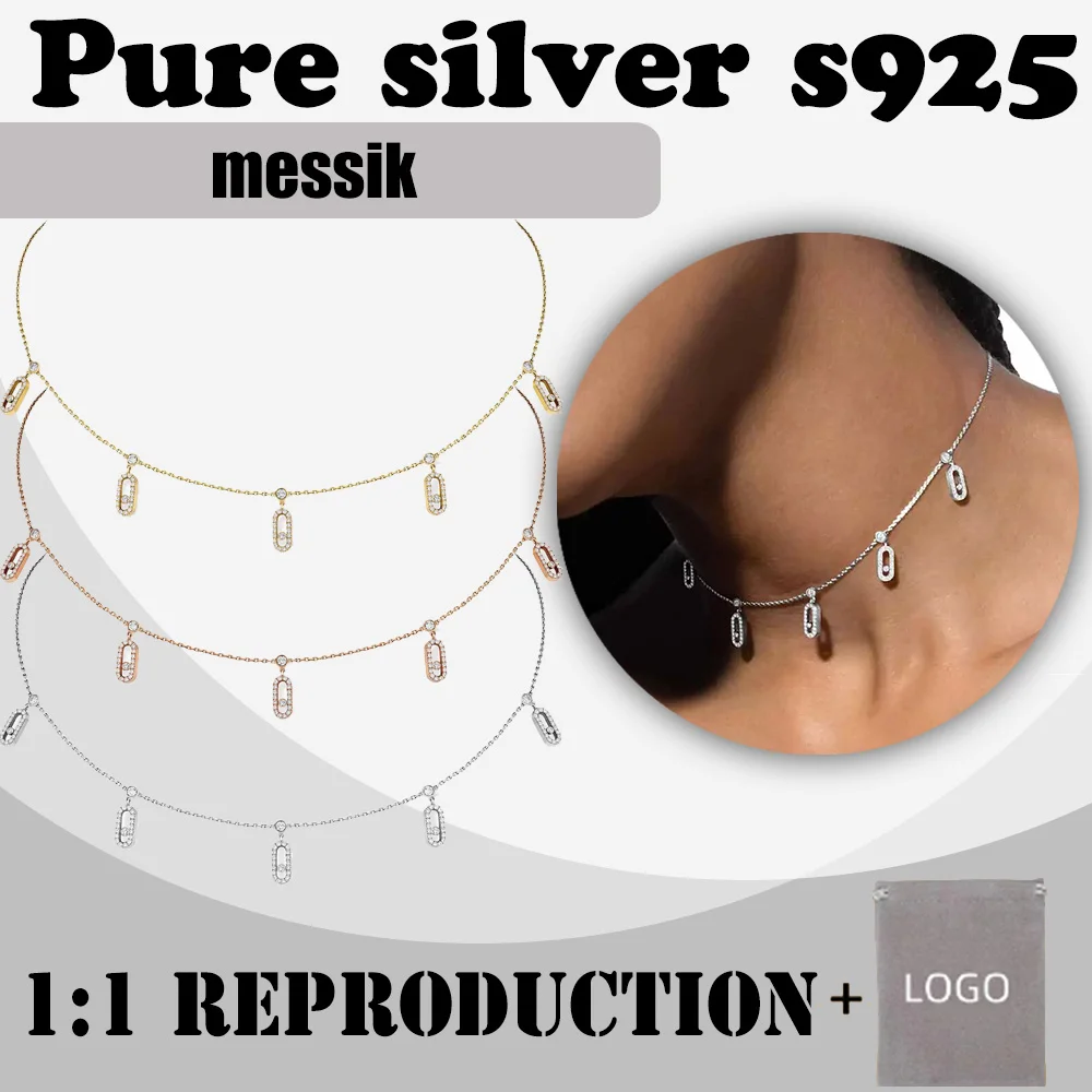Pendant Necklace Silver Necklace Silver Pendant Silver Necklace Charms Sterling Silver S925 Lock Diamond Necklace Women's Necklace