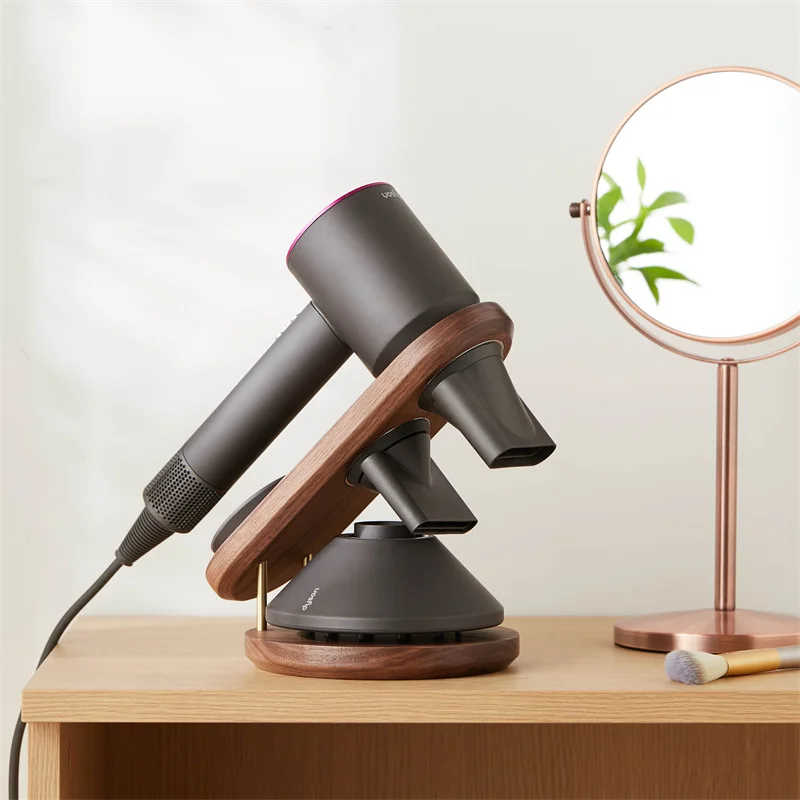 Wall Mount Hair Dryer Holder for Dyson Supersonic Hair Dryer Storage Rack Walnut Beech Wood Hair Dryer Bracket Bathroom Tools 4