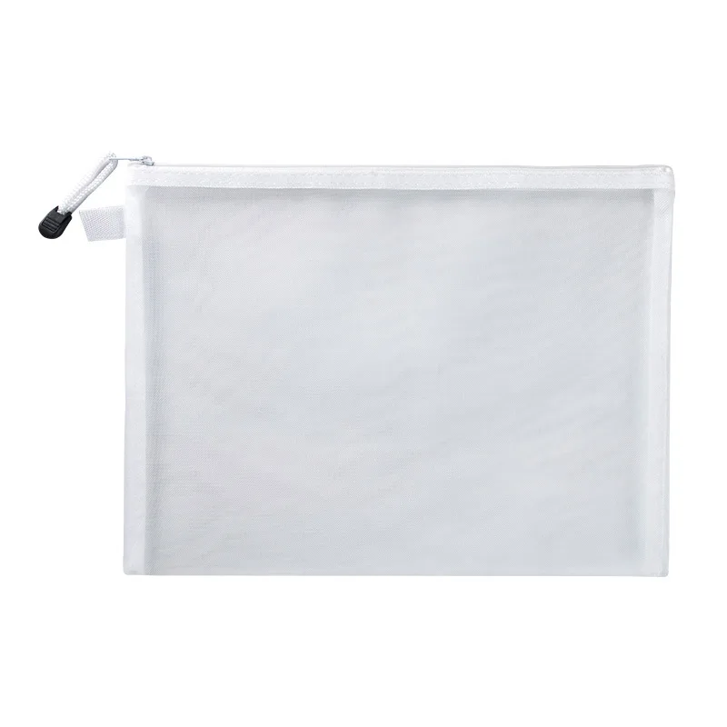 thumbnail image 1 of Bolsa de malla de nailon para archivos, tamaño A4, A5, A6, transparente, con cremallera, para documentos de prueba, información, bolsa para bolígrafos, para estudiantes de oficina, bolsa para guardar, 1 of 5