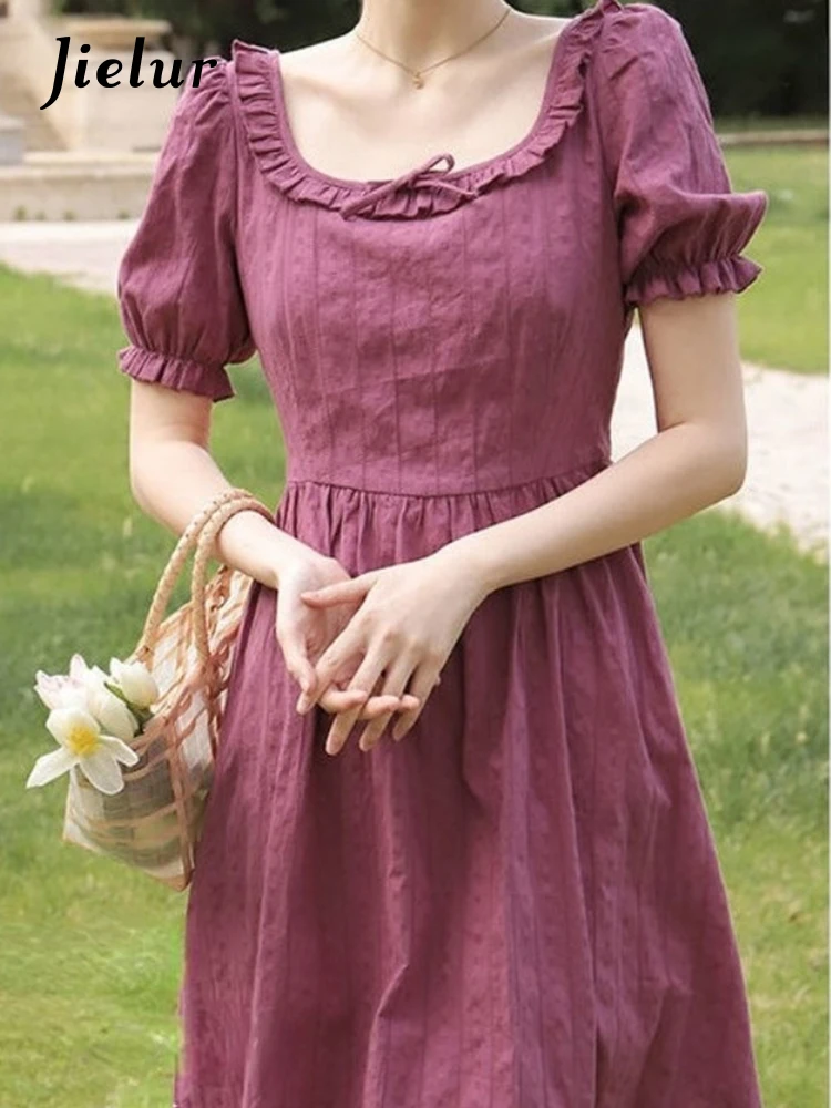 

Elegant Evening Party Midi Dresses Women Bubble Sleeve Casual France Vintage Sundress Sweet Designer Korean Summer