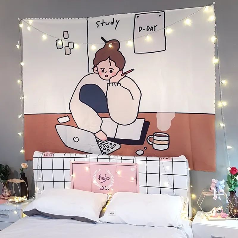 

Ins Hanging Cloth Background Fabric Wall Hanging Tapestry Anime Girl Room Decoration Blanket Tapestry Wall Kawaii Room Decor
